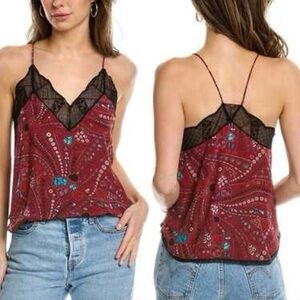 Women's Burgundy and Black Spaghetti Strap Top ZADIG & VOLTAIRE sz sm